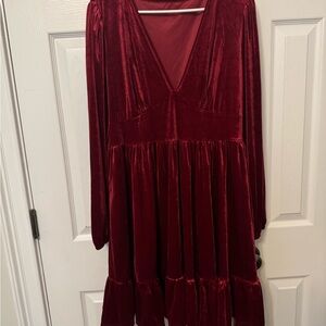 NWT HALARA Rich Red Velvet Dress, sz. 1x